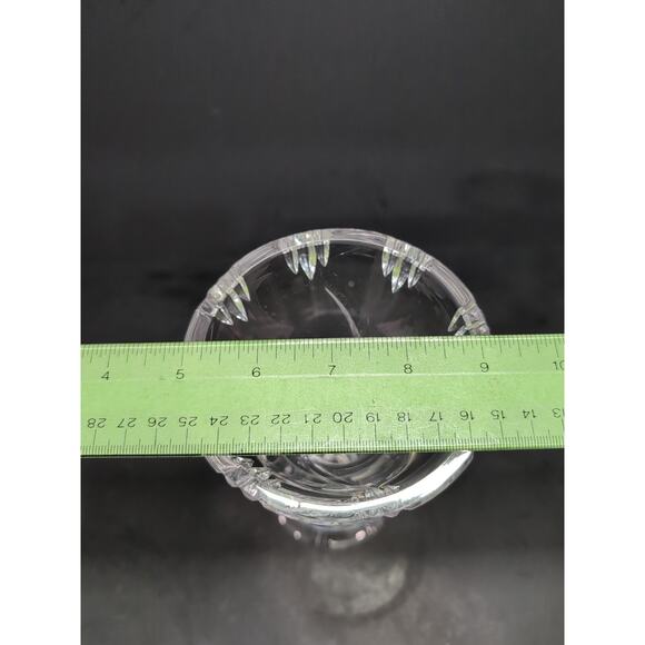 Floral Pattern Vintage Cut Crystal Footed Vase, Etched Decor,‎ Low Stem Vase - Picture 10 of 10